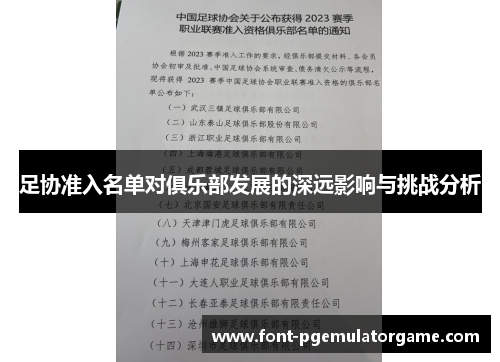 足协准入名单对俱乐部发展的深远影响与挑战分析